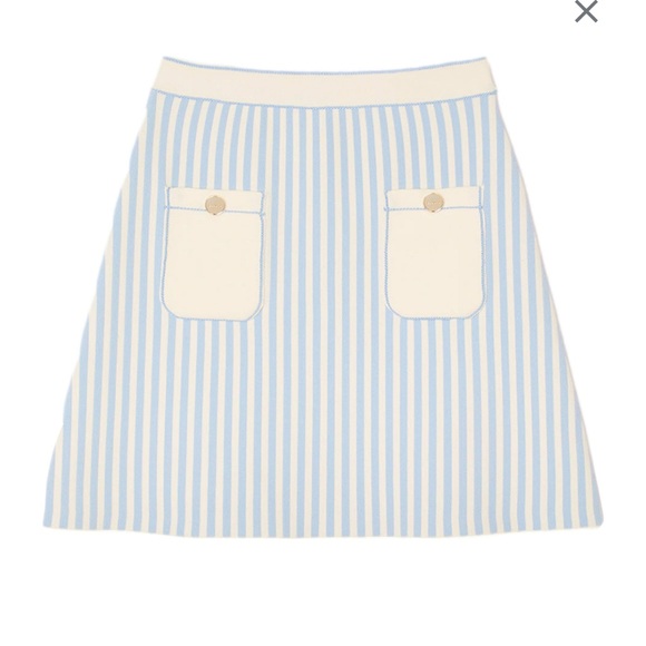 Sandro Dresses & Skirts - Sandro Paris Bleus Stripe print High rise Knitted Mini Skirt Pocket 42 US 10 NEW